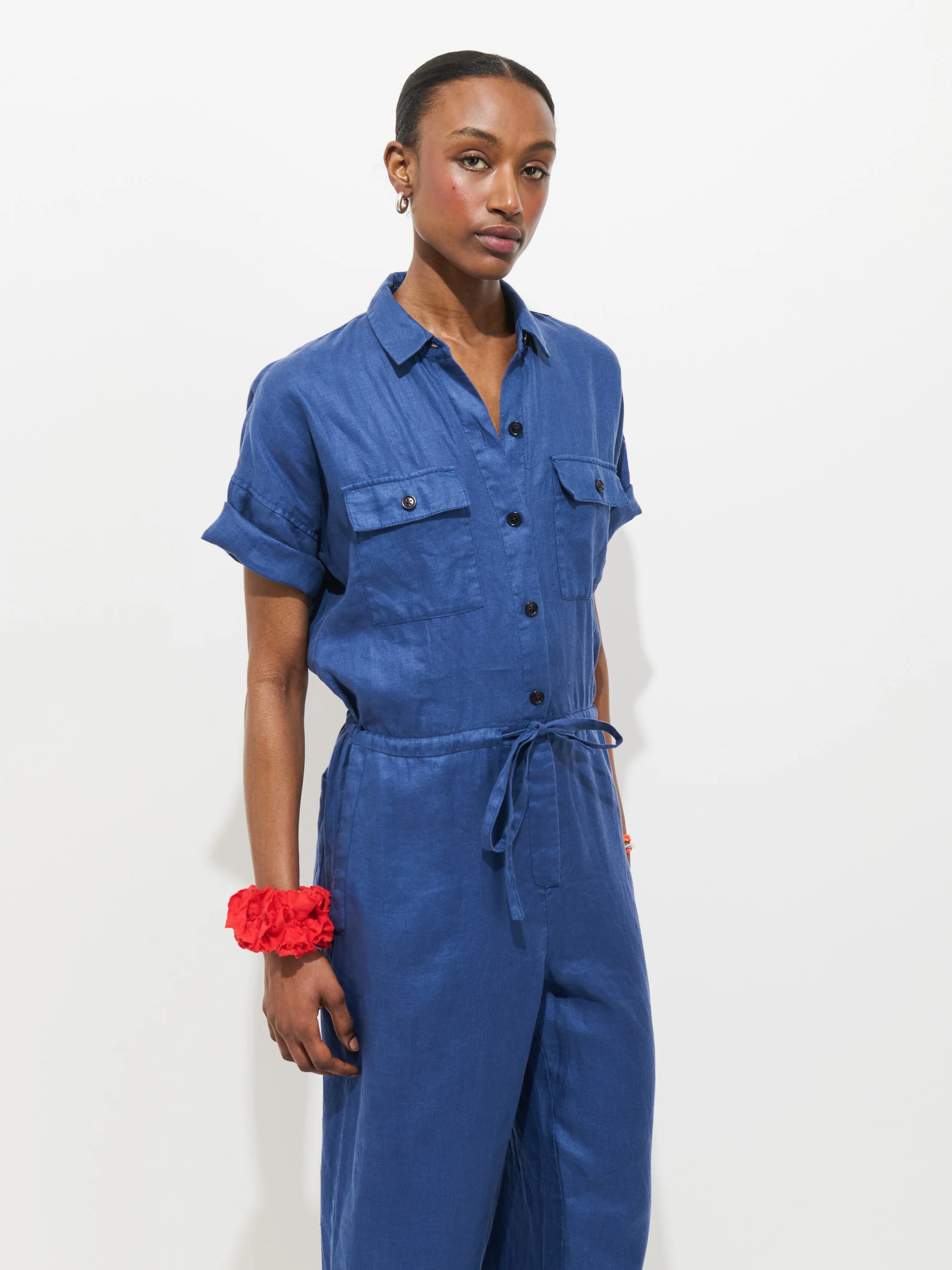 Delancey Short Sleeve Jumpsuit In Linen - Image 6
