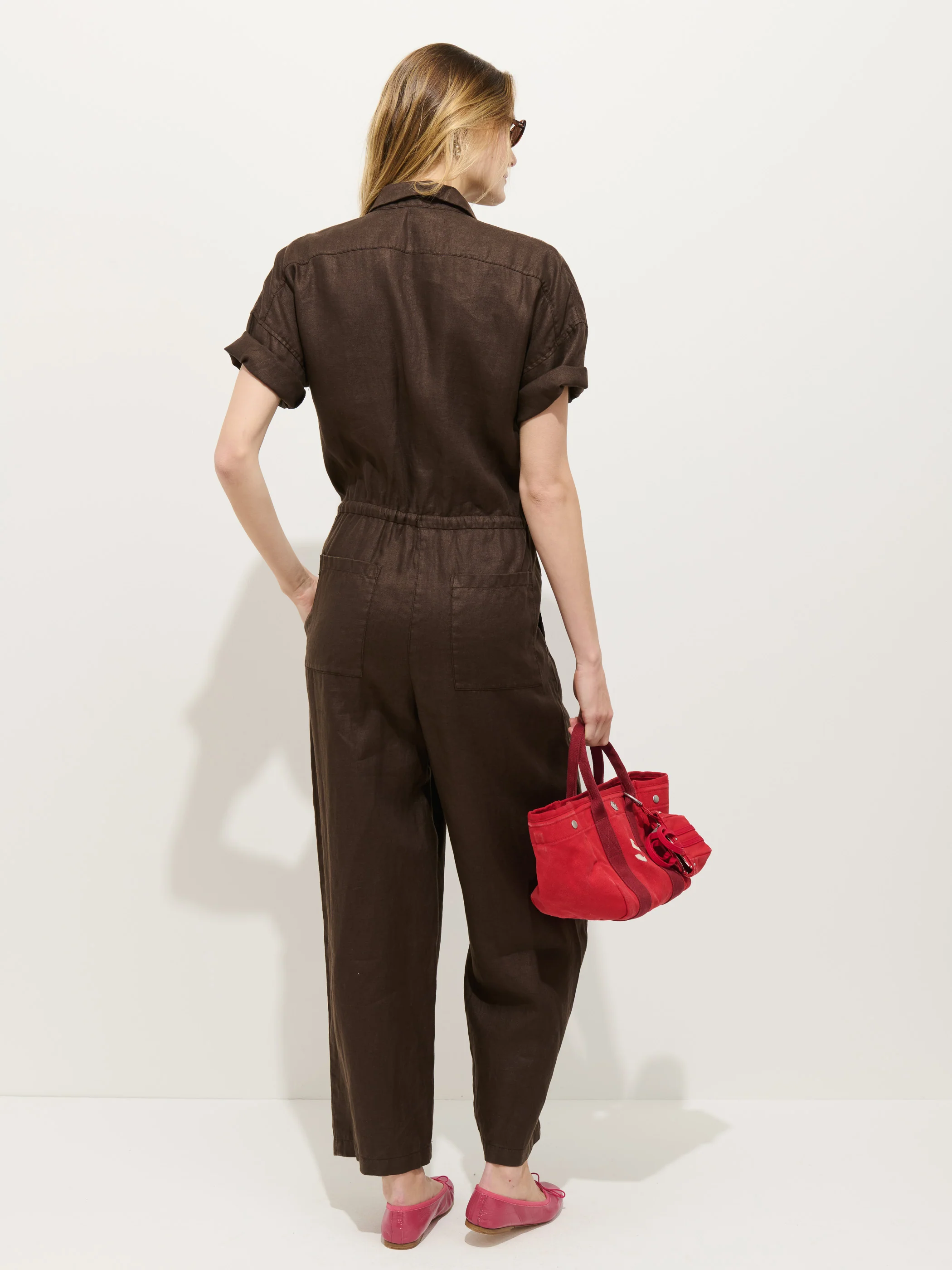 Delancey Short Sleeve Jumpsuit In Linen - Image 4