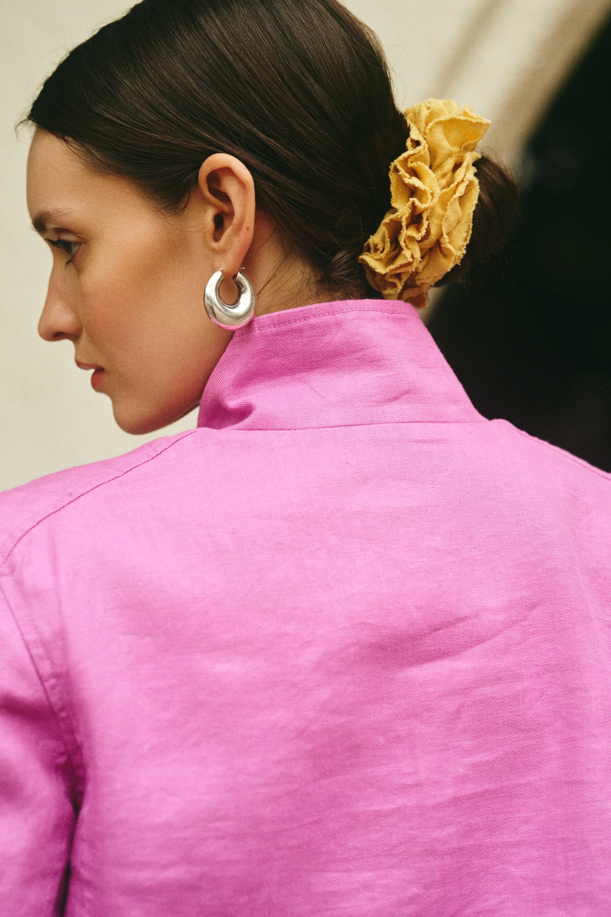 Frisee Hair Scrunchie In Linen - Image 5