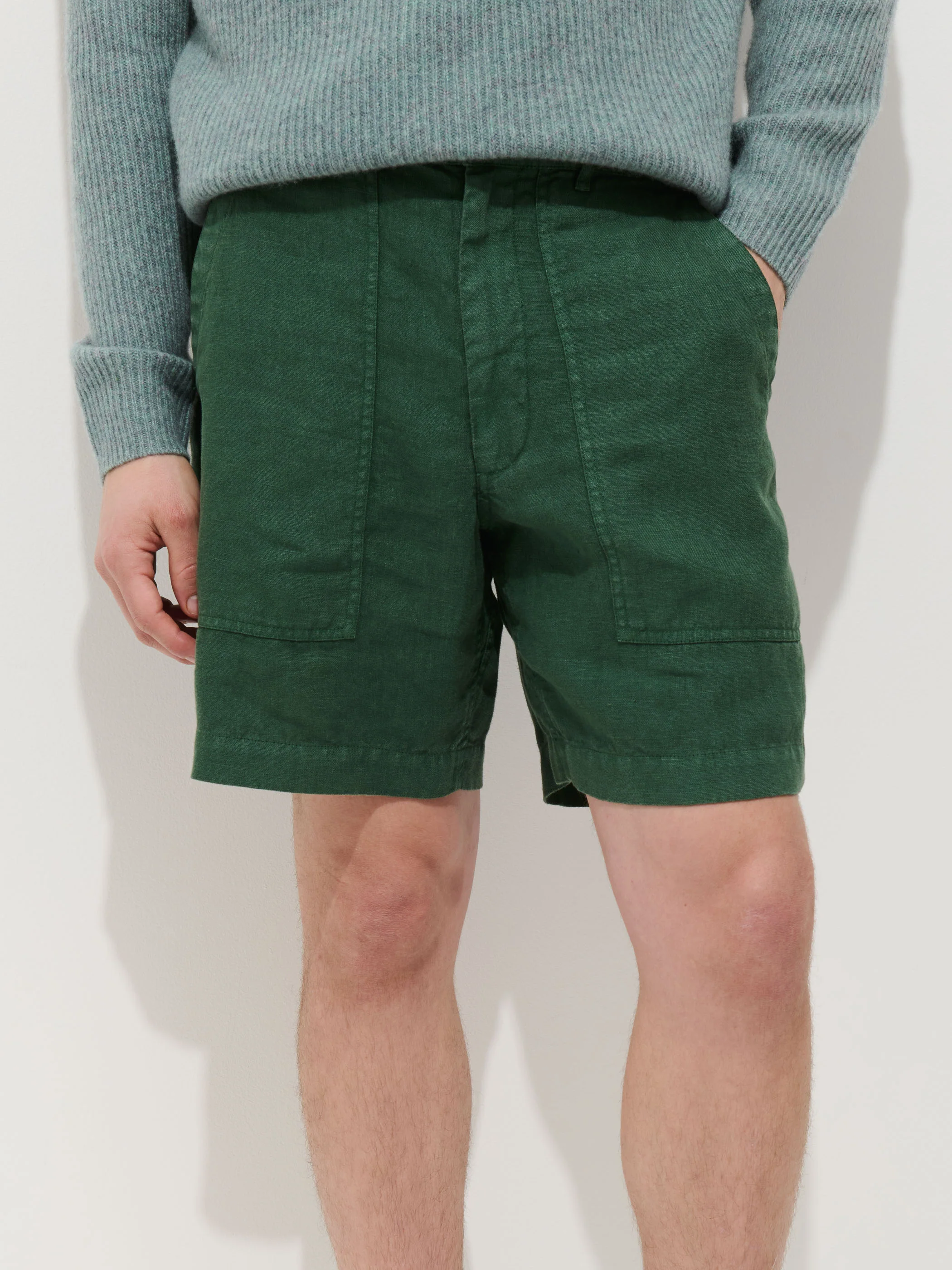 Garment Dyed Pull On Field Short In Linen - Image 4