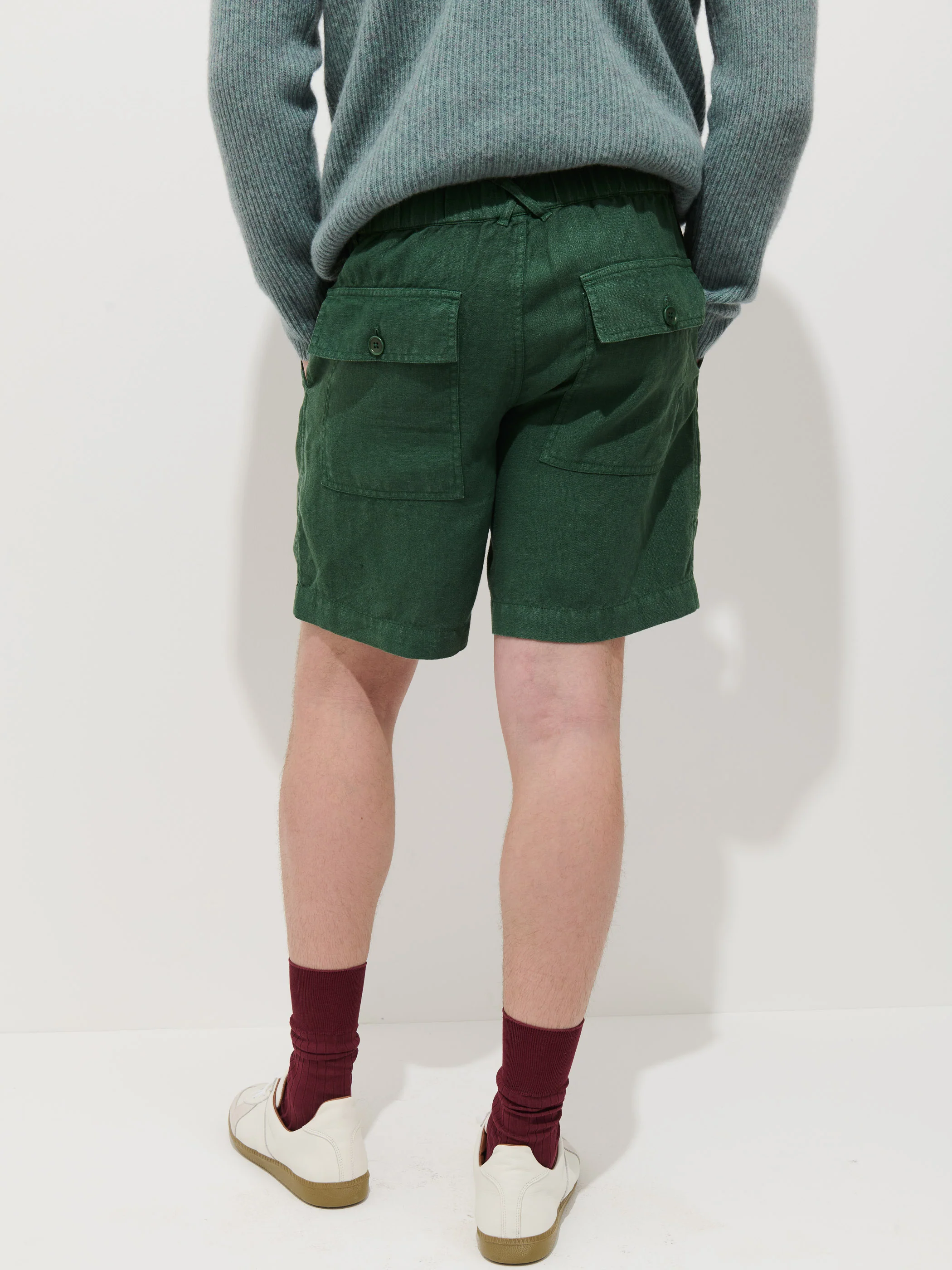 Garment Dyed Pull On Field Short In Linen - Image 5
