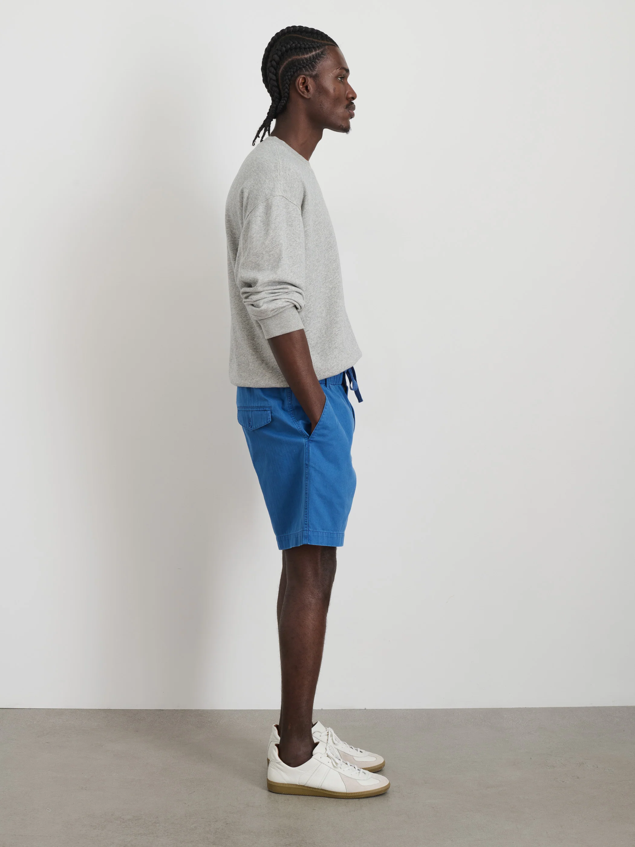 Pull On Short In Cotton Herringbone - Image 4