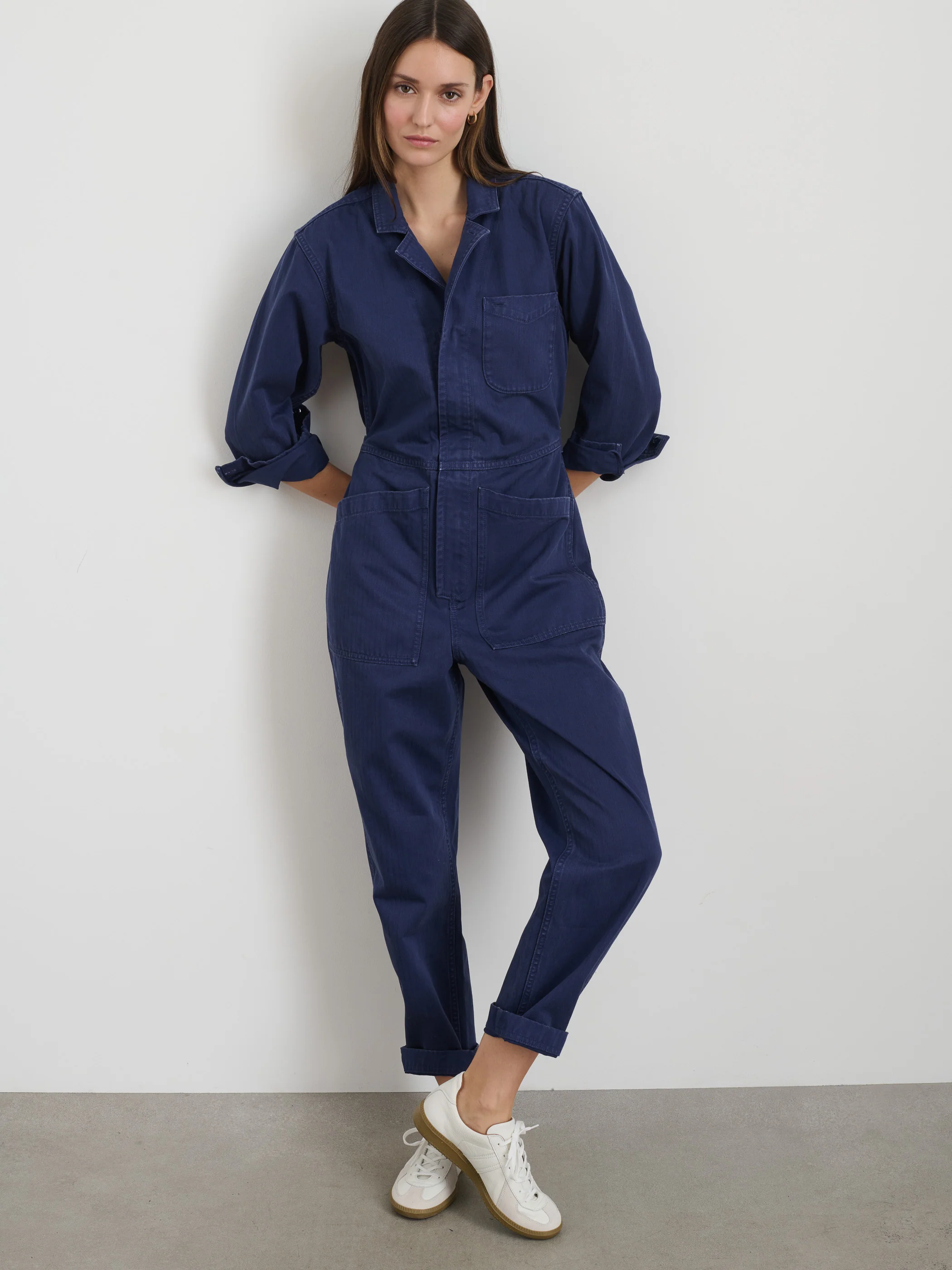 Standard Zip Jumpsuit in Herringbone - Image 7